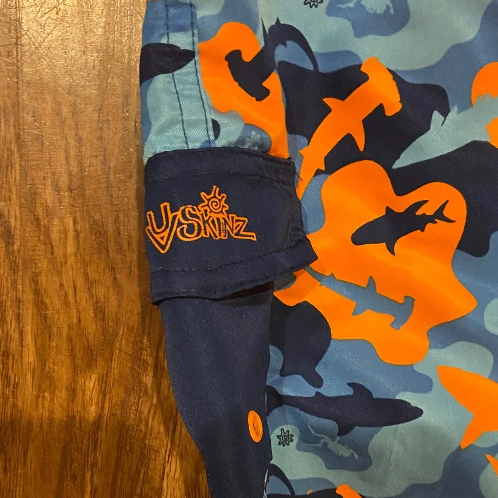 UV Skinz Orange and Blue shark Kids Swim Set size 6